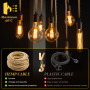 BrightArk Corde Electrique 3 Noyaux,20 M Fil électrique Tissu Cable Electrique Corde 3 x 0,75mm²Rétro Corde de chanvre tressé to