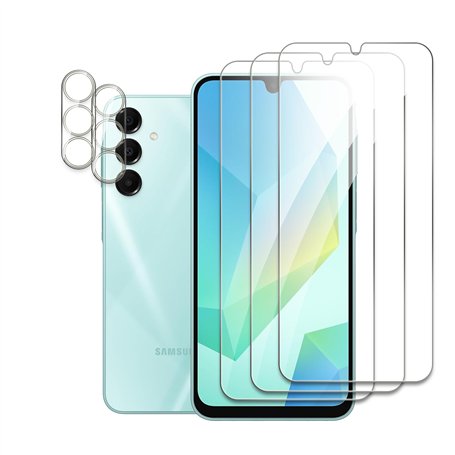 [5 Pièces] 3 Pièces Verre Trempé pour Samsung Galaxy A16 avec 2 Pièces Caméra Arrière Protecteur