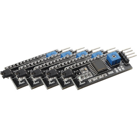 HALJIA 5 pcs LCD 1602 Adaptateur de Carte Module IIC I2 C TWI SPI Interface Série DC 5 V Compatible avec Arduino 1602 écran LCD