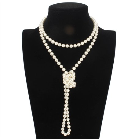 Kawailay Fashion Long collier de perles artificielles 1920s Gatsby Pearl Collier de perles multi-couches pour femmes et filles 1
