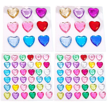 90 pièces COEUR STRASS autocollant Kit - Pierre acrylique autocollant pour le corps