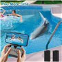 OBEST Requin Télécommandé avec HD Caméra, 2,4 GHz RC Requin Contrôle par APP, Bateau Requin Télécommandé avec Lumières LED pour 