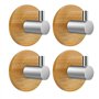 Lot de 4 crochets muraux autocollants en acier inoxydable et bambou - Sans perçage - Antirouille - Imperméables - Pour salle de