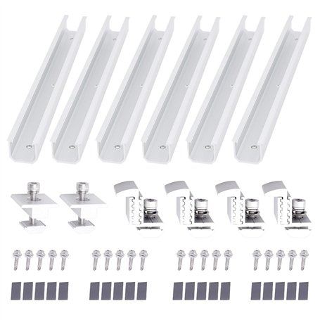 FLYAMAPIRIT Kit de support de panneau solaire en alliage d'aluminium photovoltaïque (6 rails de 300 mm + 4 pinces d'extrémité +