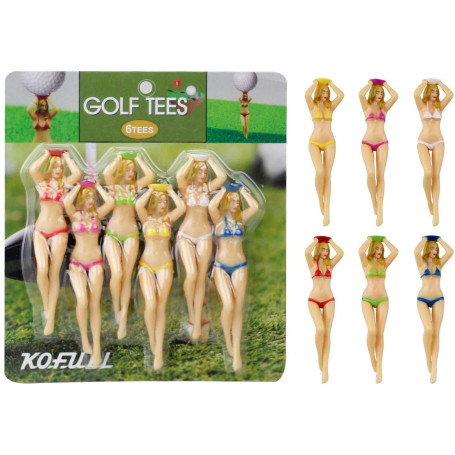 Kofull Tees de Golf en Plastic Intéressant Mélange de Couleurs Golf Tees Corps Nu Accessoires de Golf 6 Pack (Bronze)