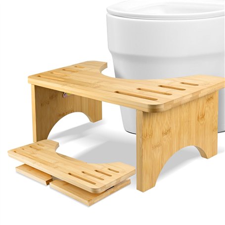 LUOJINYI Tabouret de toilette en bambou - Pliable - Sain et portable - Ergonomique - Pour salle de bain - Pour lutter contre la