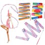 Suitedget 3 Pièces Bâtons De Ruban Grs Enfant De Danse Gymnastique Enfant Couleurs Rêveuses Adaptées à La Gymnastique De Danse A