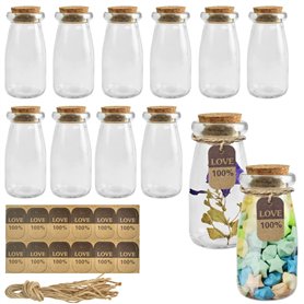 QINERSAW 12 PCS Mini Pot en Verre avec Bouchon Liege 10 * 5cm Mini Bocaux en Verre 100ml Pot de Faveur en Verre Petite Fiole en  QINERSAW 12 PCS Mini Pot en Verre avec Bouchon Liege 10 * 5cm Mini Bocaux en Verre 100ml Pot de Faveur en Verre Petite Fiole en