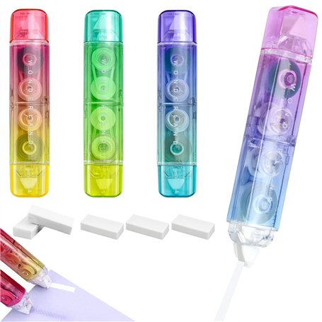 EUIEUT 4PCS Mini Rubans Correcteurs Portable avec 5 Gommes