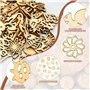 EUIEUT 100PCS Embellissements en Bois Naturel pour Scrapbooking - Embellissements Bois Mixte Tranches Animaux et Fleurs - DIY po
