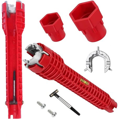 Outil de clé à robinet 8 en 1 Multifonction Robinet et Évier Installer Outil de clé à tuyau de plomberie Outil D'Installation De