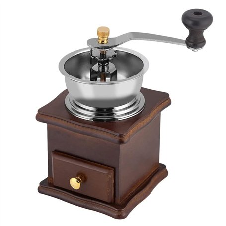 Vintage Classic Moulin à café manuel en bois Moulin à céréales à manivelle noyau en céramique poivre