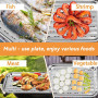 Huucozn 2 Pcs Grilles de Barbecue Acier Inoxydable avec 1 Pince Cuisine INOX, Paniers a Grillades BBQ Grille Panier Poêles à Gri