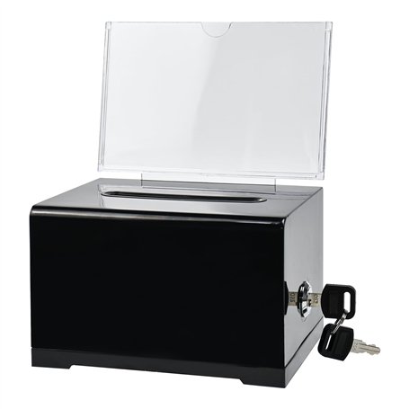 Huucozn Urne en Acrylique avec Serrure Noir 16 * 11.5 * 10cm Boîte à Suggestion à Serrure Urne Boîte à Suggestion à Serrure Conf