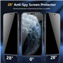 JEHOO 2 Pièces pour iPhone 11 Pro Max/XS Max 6.5 Pouces Verre Trempé Anti Espion, Confidentialité Protection Dureté 9H Antichoc 