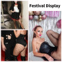 DGUSO 3 Pièces Mesh Pantalon Serré Collants Bas Résille à Taille Haute Rhinestone Collants Taille Bas Résille Femme, Convient po