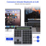 Pavé Numérique sans Fil avec Calculatrice - Clavier Numérique sans Fil Bluetooth & 2,4GHz Numérique Ergonomique avec 34 Touches