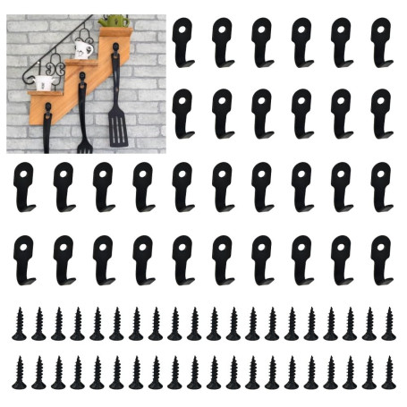 NAROSEBE Lot de 40 Crochets Simples Noir