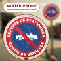 Kinoco Panneau Signalisation 'Défense de Stationner - Sortie de Véhicules' en PVC Rigide Adhésif ⌀200 mm | Résistant aux Intempé