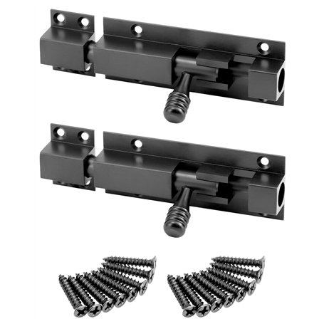 QWORK® 2X Verrou targette en alliage d'aluminium - 130 x 37 mm - boulon Ø 12 mm - Loquet coulissante pour porte