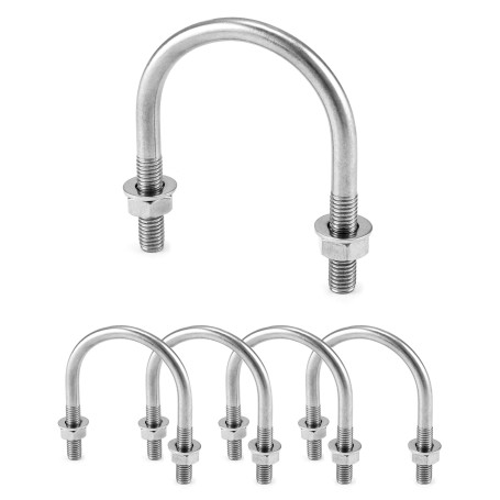 QWORK Lot de 5 boulons en U M8 x 51 mm
