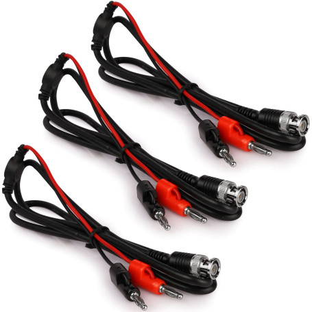 CLDIY Lot de 3 câbles de mesure BNC pour oscilloscope - Test BNC vers double empilage