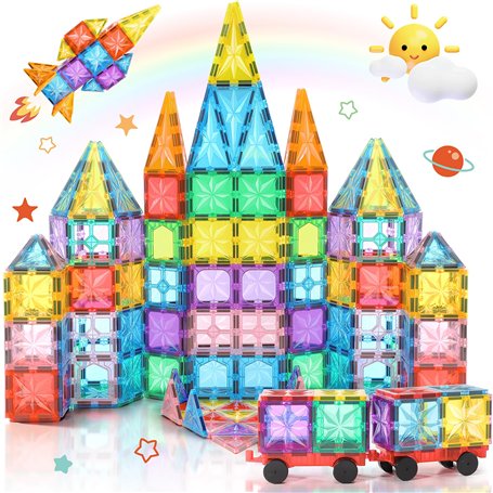 Lovchil Blocs Construction Magnétiques Enfants Jouet 61 Pièces Jouets de Construction Magnetique Enfant Creatif STEM Educatif Je