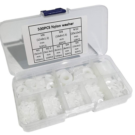Nylon Rondelle，500 Pcs Plastique rondelles Rondelle plate Joint rondelle Entretoise nylon Rondelle pour mécanique，pour Fixations