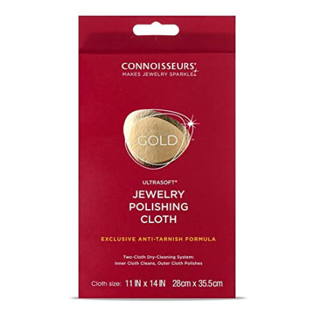 CONNOISSEURS Gold Jewellery Polishing Cloth | Chiffon de Nettoyage pour Bijoux pour Nettoyer Polir Brillance - 100% Fibre de Cot