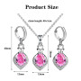 XFSRG Ensemble de Bijoux Fantaisie Femme Collier et Boucles d'Oreilles en avec Pendentif Rose Élégant Idéal pour Mariage et Soir