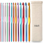 H&S Set Crochet Tricot - 14pcs - Kit Crochets en Aluminium avec Poignée à Prise Ferme - Aiguilles Livrée avec Pochette - Aiguill