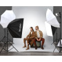 RALENO Kit Photo Studio Set, 2.6 M x 3 M Système de Support de Toile de Fond x 3 Couleurs, Softbox et Parapluie avec LED Ampoule