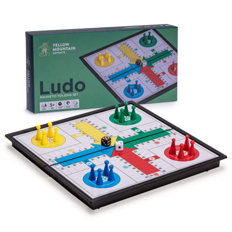 Yellow Mountain Imports Jeu de Plateau Ludo Pliable Magnétique pour Le Voyage - 25 Centimètres - Ensemble de Jeu de stratégie Cl