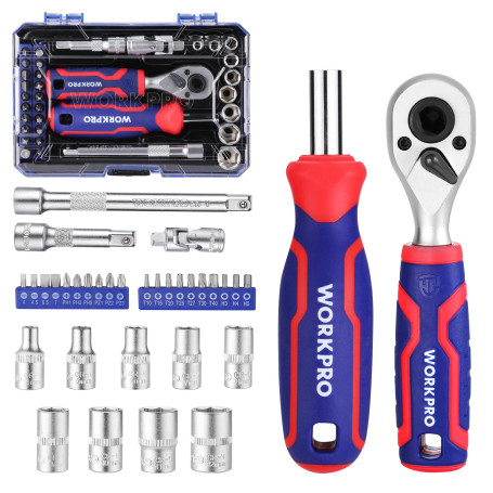 WORKPRO Coffret de Douilles et Embouts 34 Pièces