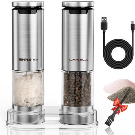 SIMPLETASTE Moulin à Poivre et à Sel Rechargeable Electrique