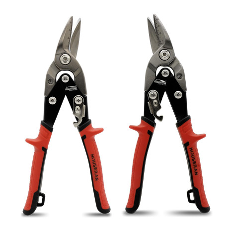 HOUSERAN Kit de 2 Cisailles à Tôle Professionnelles 25 cm - Cisaille Offset Gauche/Droite en Acier CR-MO - Pour Tôle Acier