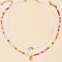 Carufin ensemble de deux pièces bohème coloré perles collier arc - en - ciel coquillage femme et fille bijoux