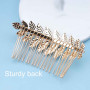 Yheakne Peigne à cheveux de mariée Feuille d'or Pièce de cheveux Coiffes de mariage Peigne latéral de mariée Accessoires de chev