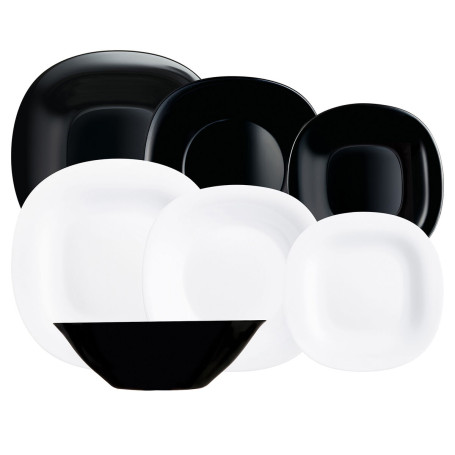Assiettes Luminarc Carine N&b Blanc Noir verre 19 Pièces