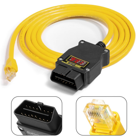 GODIAG Ethernet ENET Câble OBD2 Rj45 pour BMW Série F Codage Diagnostic Programmer Câble pour véhicules avec Prise en Charge du