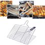 Panier de Gril Pliable avec Poignée en Amovible pour
