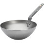 De Buyer - Wok à queue en tôle d'acier MINERAL B et anse face à queue - 40 cm - Fabriqué en France