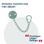 THERMOBABY - Attache Tétine en Plastique - Attaches Tétine pour Bébés Garçons et Filles - Attache Sucette avec Clip - Vert Sauge
