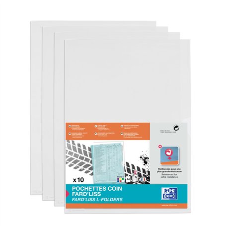Oxford Lot de 10 Pochettes-Coin M Star A4 PVC Lisse Epaisseur 15/100ème Incolore