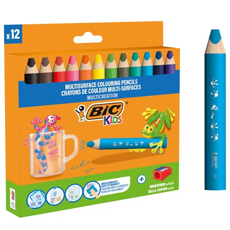 Bic Kids Crayons de Couleurs Multi-Surfaces & Usages (Ardoise