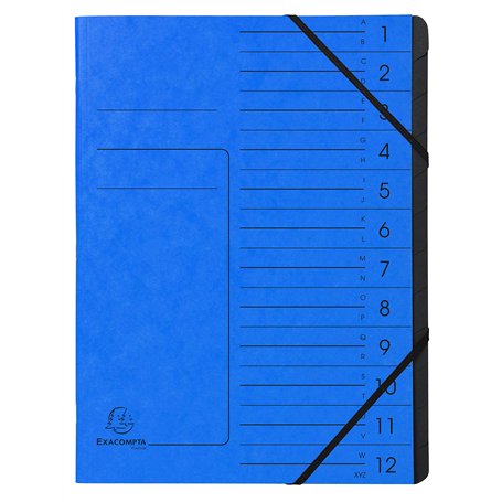 Exacompta - Réf. 541202E - 1 trieur dos agrafé - avec élastiques - couverture imprimée en carte lustrée et intérieur en carte re