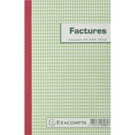 Exacompta - Réf. 13281SE - Lot de 5 manifolds FACTURES - sous film - 50 feuillets numérotés et autocopiants - triplicatas (1 ori