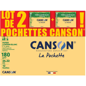 CANSON C à Grain - Lot 2 pochettes 12 feuilles de papier dessin blanc 24x32 180g/m² CANSON C à Grain - Lot 2 pochettes 12 feuilles de papier dessin blanc 24x32 180g/m²