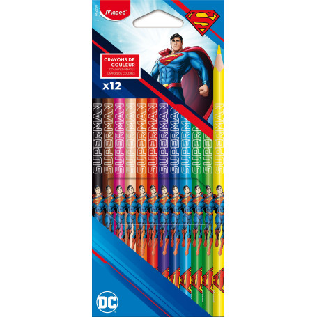 Maped - Boîte de 12 Crayons de Couleur Superman - Couleurs Vives