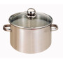 BAUMALU - Faitout avec Couvercle Verre - Acier Inoxydable - Tous Feux dont Induction - Triple Fond Diffuseur